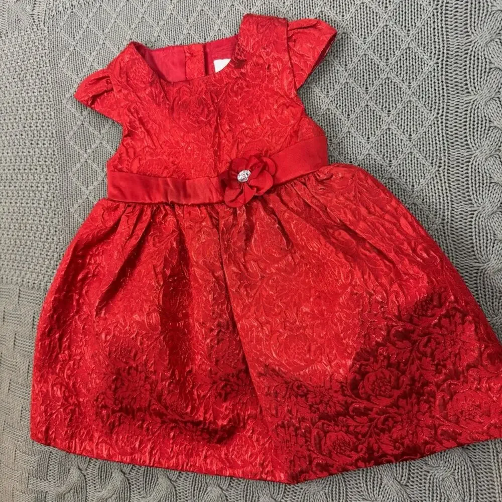 Camilla Red Brocade Dress ~ 12M
